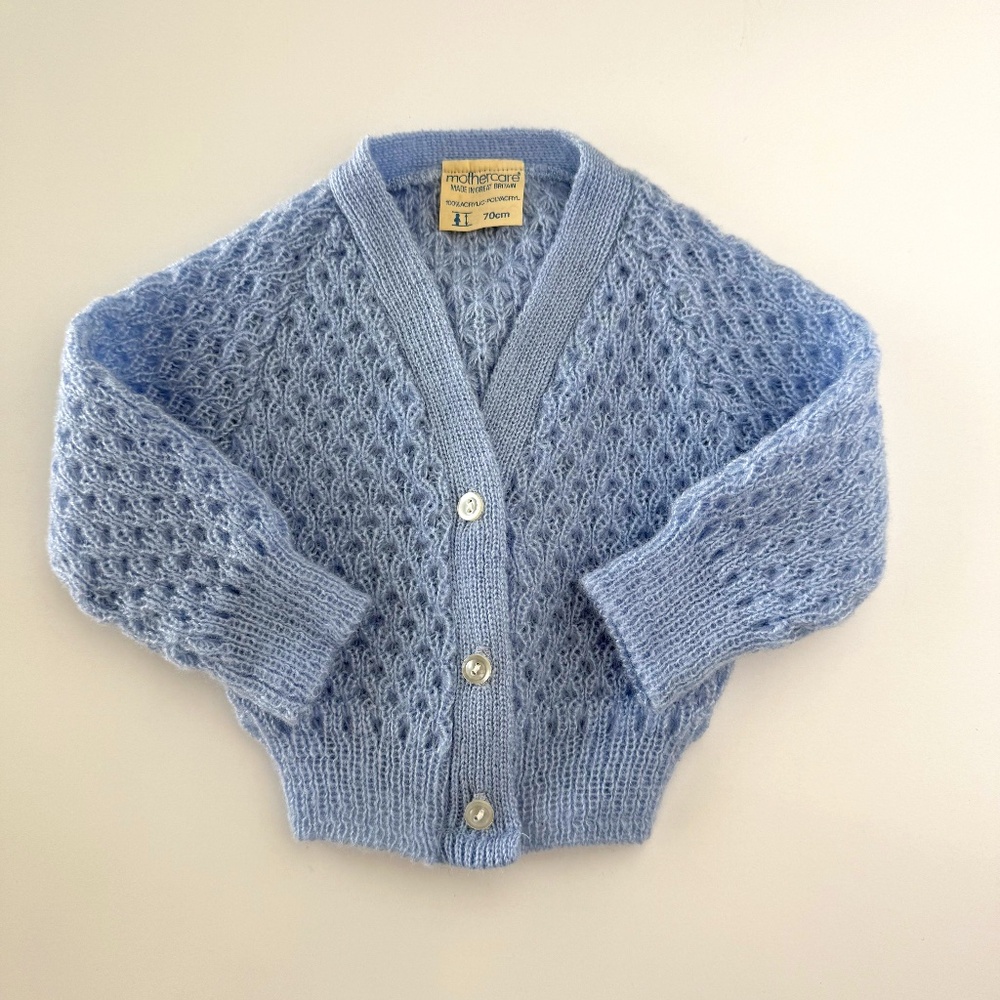 Mothercare Baby Blue Knitted Cardigan Heirloom Piece size 70cm (0-6M)